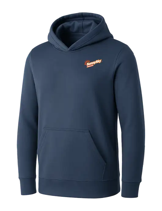 Womens Navy Core Fleece Pullover Hooded Sweatshirt w/Sunny Sky Products Logo